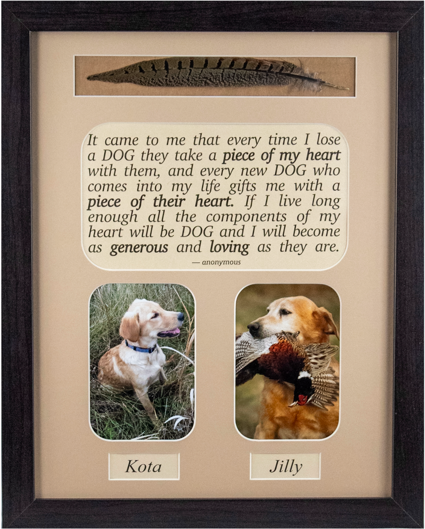 Personalized Pheasant Dog Frame